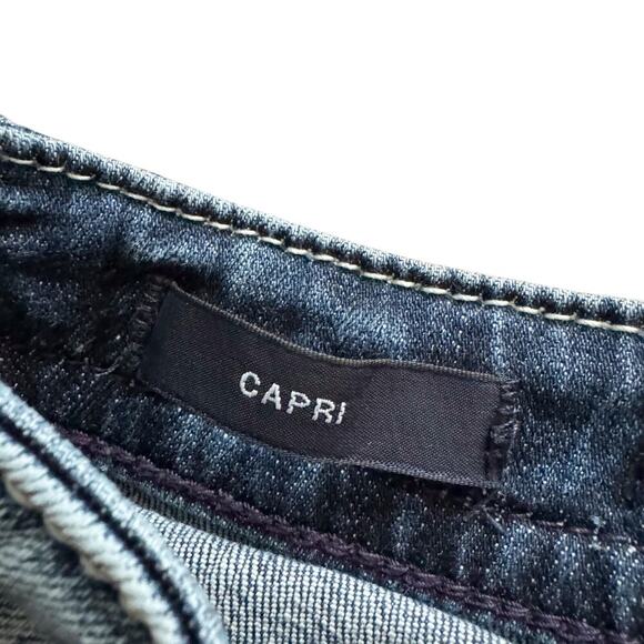 Vigoss Jeans Womens Sz 2 Blue Capri Embroidered pockets Skinny Boho Low Rise - Picture 8 of 16